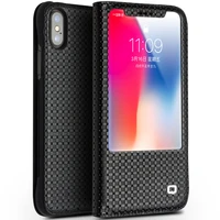 qialino genuine leather phone case for iphone x business style pure handmade luxury window flip cover for iphone x for 5 8 inch