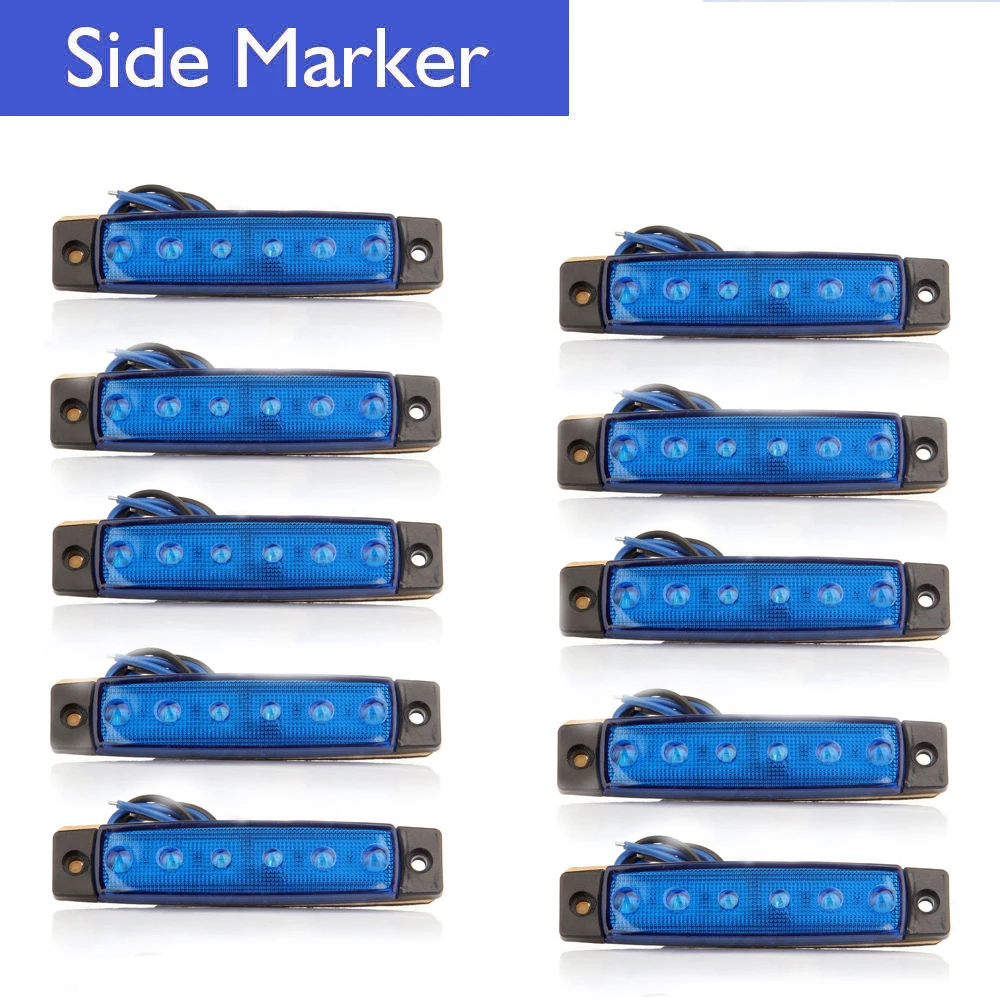 Red White Yellow Blue Green Multiple Flexible Choice Car Truck Marker Trail Side 6 LED Lights Signal Lamp 10PCS/30PCS 12V/24V | Автомобили