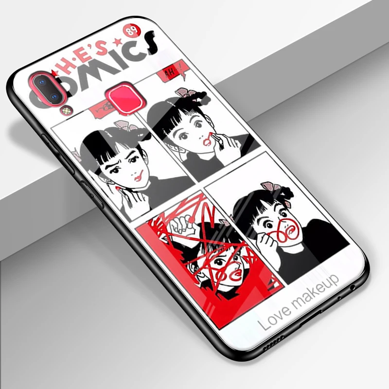 Роскошный чехол из закаленного стекла для Vivo y95 мягкая силиконовая рамка жесткая