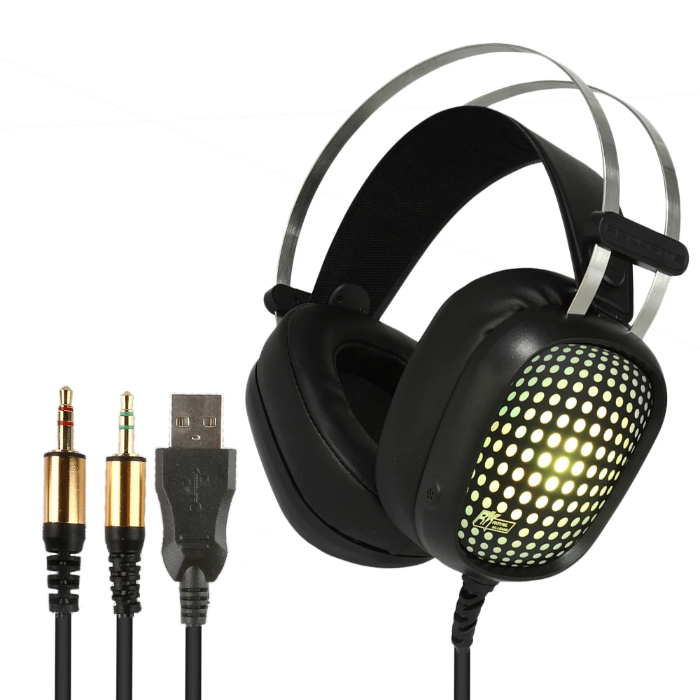 RK Royal kludge T10 3 5 мм проводной Игры наушники 7 Красочные Светодиодный свет Over-Ear Headphones