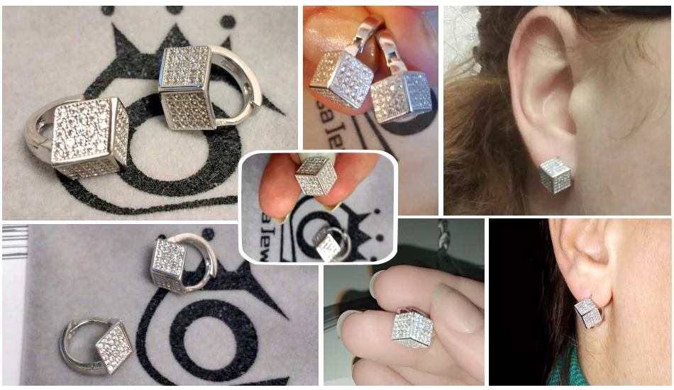 ORSA JEWELS Стерлинговое Серебро 925 Твердые серьги для женщин модные ювелирные изделия серьги-гвоздики с квадратной формой блестящие Австрийские CZ SE22