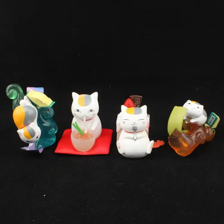 4 шт./компл. фигурку аниме Natsume nyanko сенсей кошка модель книжная Обложка из ПВХ