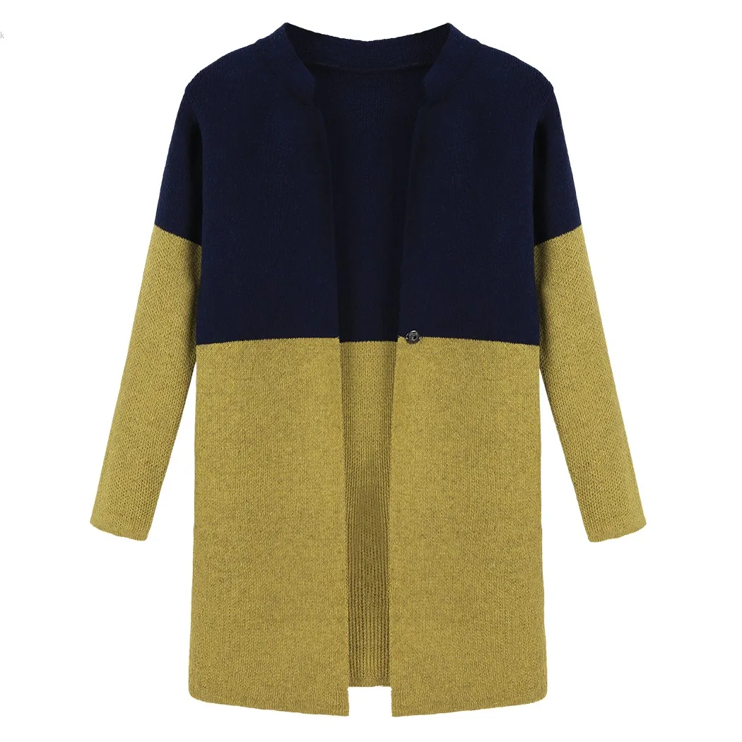 Women New Arrival Contrast Color Long Cardigan Knitted High Quality Covered Button For Spring Autumn 63 |