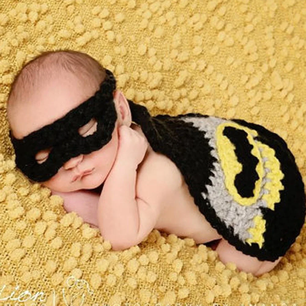 newborn baby photo props handmade costume cotton yarn clothes infant hat cloak mask Hot Sale Crochet boys girls outfit | Детская одежда