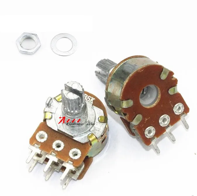5pcs WH148 Linear Potentiometer 15mm Shaft With Nuts And Washers 3pin B1K B2K B5K B10K B20K B50K B100K B250K B500K B1M | Электронные