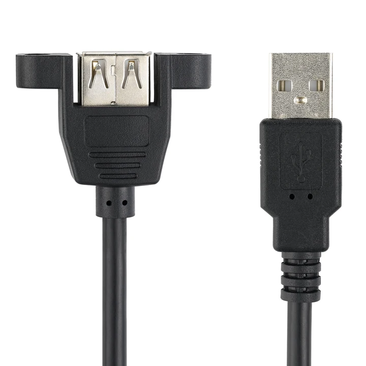 Bochara USB 2,0 Удлинительный кабель папа-мама с винтовым креплением на панель из фольги+ Плетеный экранированный 30 см 50 см 1 м 2 м 3 м 5 м