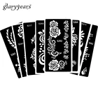 Трафарет для тату с розами, 8 шт., аэрограф для рисования, цветной рисунок, женский боди-арт, инструмент для тату, шаблоны S200 #09