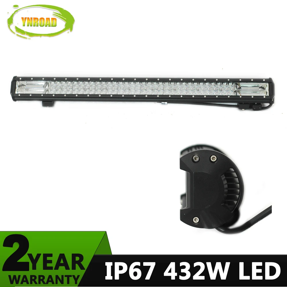 

YNROAD 432w 32inch Tri-Row Led Light Bar work light Driving Offroad Light combo for fishing truck boat 4WD