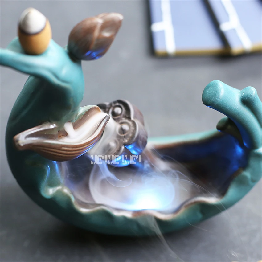 Creative Ceramic Incense Burner With LED Light Backflow Aromatherapy Furnace Home Crafts Ornaments Holder | Дом и сад