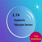 Линзы для очков асферические, ультратонкие, из 1,74 смолы, CR-39, для очков для коррекции близорукости, зеленого цвета