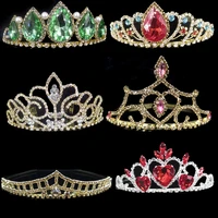 top quality gold crown queen goddess wedding hair accessories bride headdress head piece hair ornament children crystal tiara