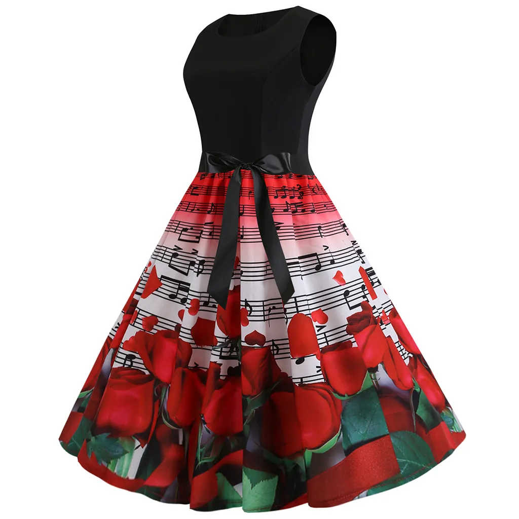 Женские вечерние платья sukienki damskie Vestidos De Fiesta Ретро стиль 1950 s без рукавов с круглым