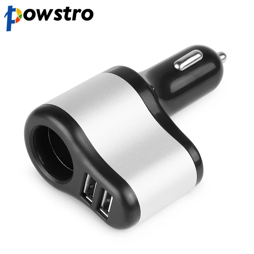 Powstro 12 В 3.1A Универсальный 2 порта Dual USB Один Способ автомобильного прикуривателя разъем питания зарядное устройство адаптер для телефона gps