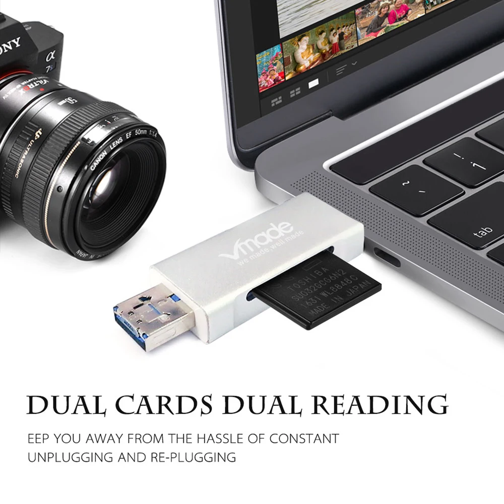 Vmade CB03A тип c USB C концентратор Многофункциональный TF SD кард ридер для MacBook/MacBook
