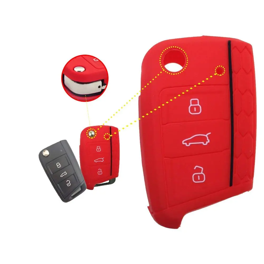 

Honeycomb Silicone Key Cover Case Seat for Flip Closure Essel Rline 3 Buttons for VW for LEON 5F SC ST 1pc