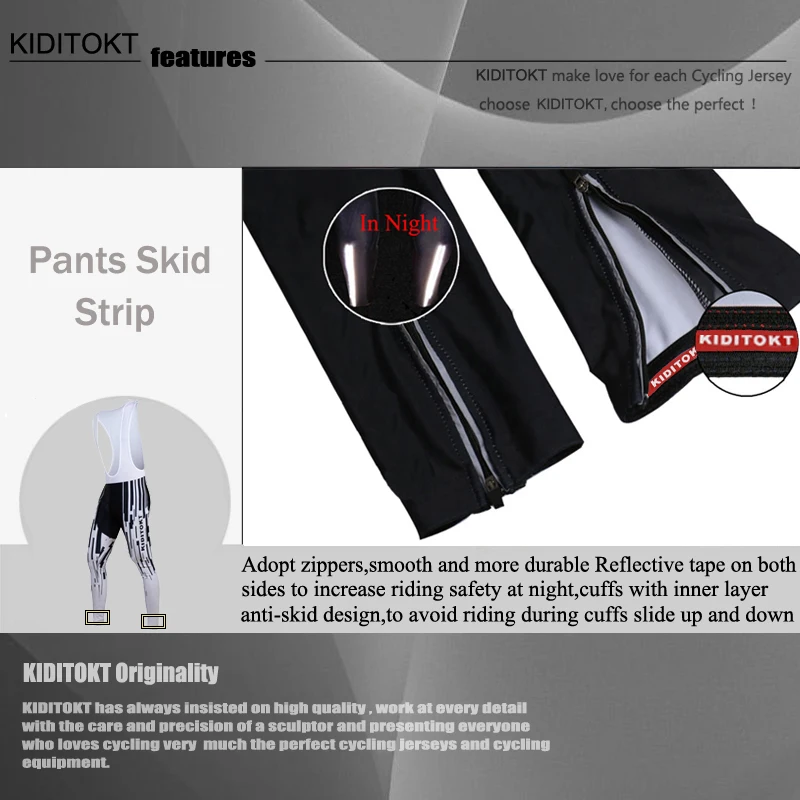 

KIDITOKT 2020 Pro Breathable Bicycle Trousers Anti-Sweat Cycling Bib Pants Quick-Dry MTB Bike Tights With Coolmax 3D Gel Padded