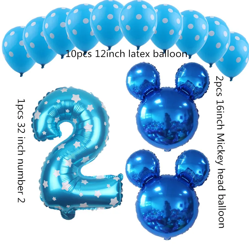 Blue 2 GOGO PAITY 13 шт./лот Микки и Минни Маус номера 1 2 3 4 5 Алюминий Шар Комплект День рождения декоративные шары - Цвет: Blue 2