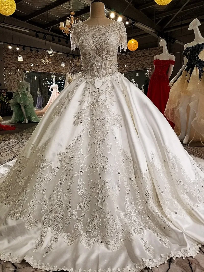 2018 Vestido De Noiva белое высококачественное Модное бальное свадебное платье с жемчугом