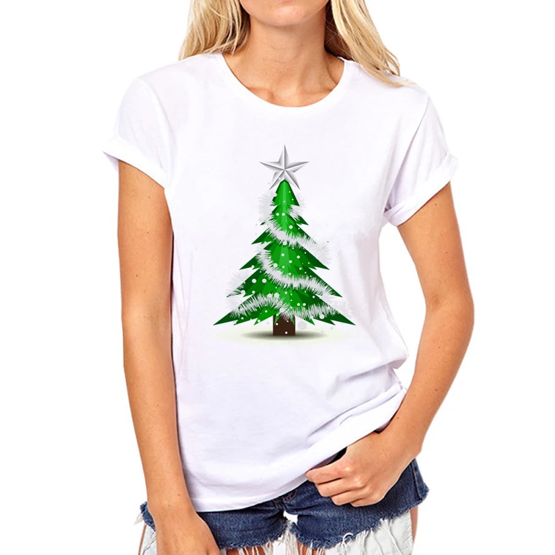 Рождественская елка новые модные женские футболки с коротким рукавом Футболка