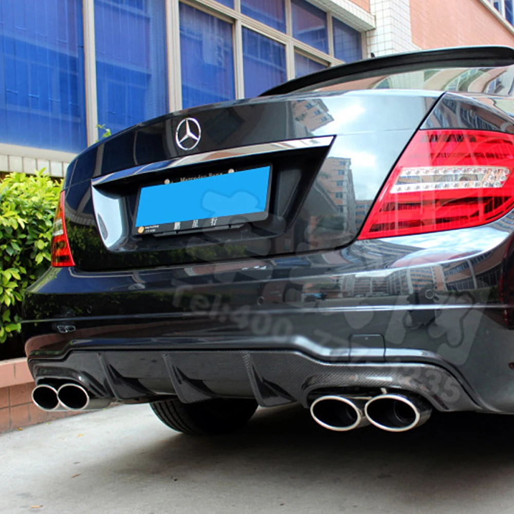 Диффузор для заднего бампера AMG из углеродного волокна Mercedes Benz W204 C63 Style 2012 2014|rear