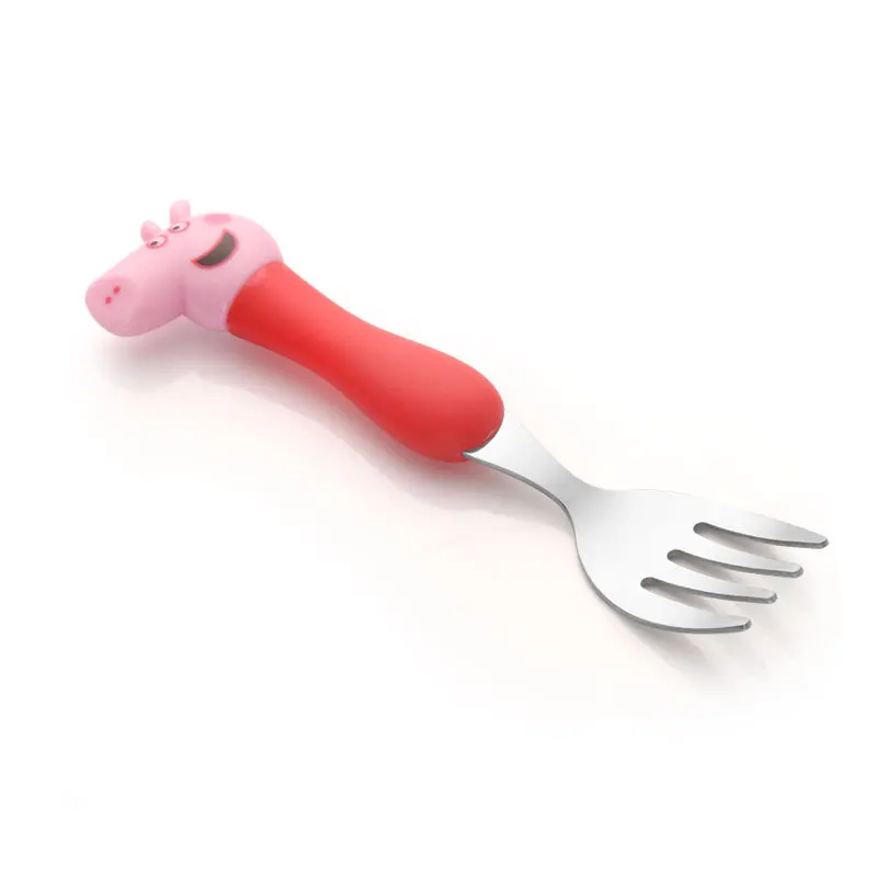 Peppa Свинка Пеппа Джордж семья Аниме фигурки посуда ложка крест Вилка Набор игрушек Детские высококачественные безопасные игрушечные подарки - Цвет: Peppa