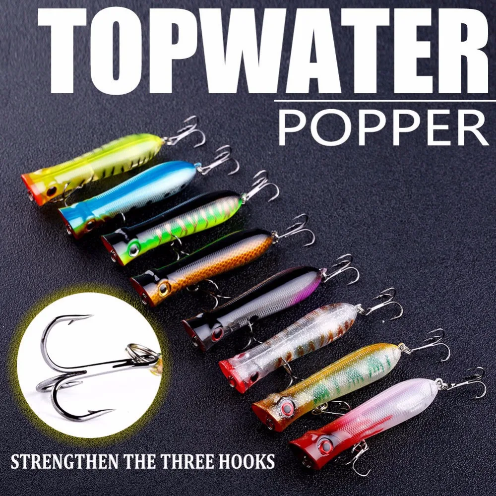 5 шт. Topwater приманка поппер для рыбалки кренкбейт ABS пластик 3D глаза морская