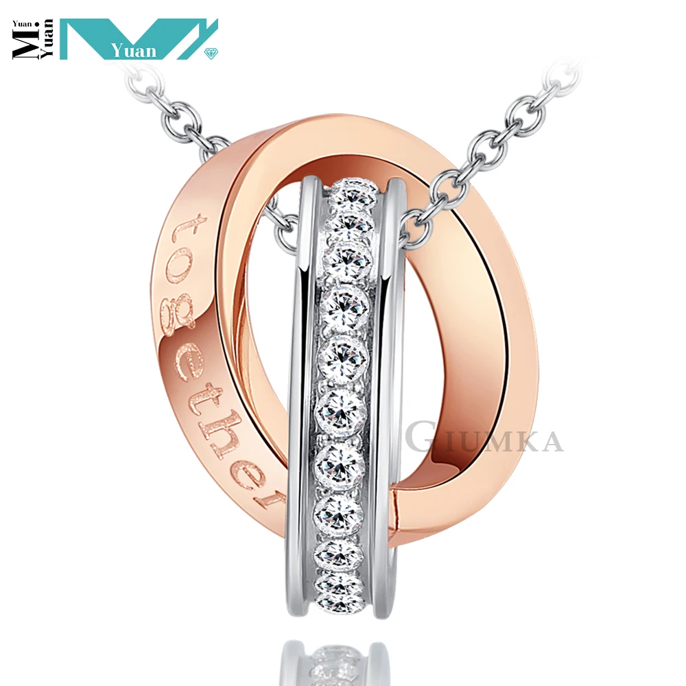 Вечная блокировки два тональная цвет кругов из нержавеющей стали ожерелье|ring