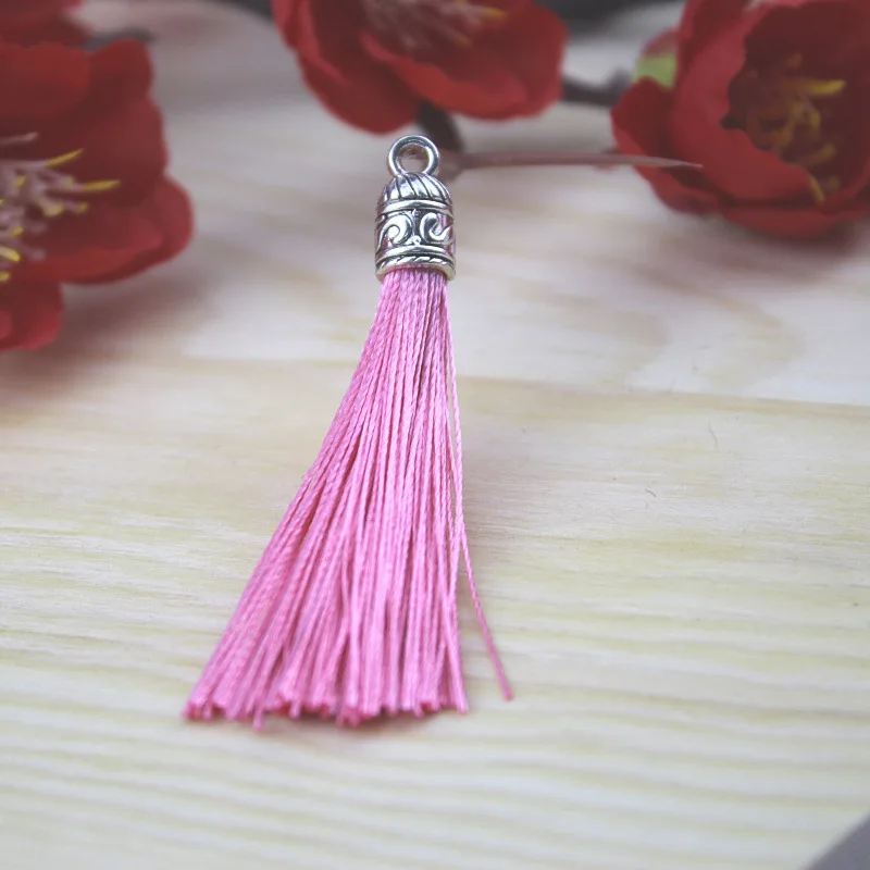 10 шт./лот кисти Бахрома отделка для DIY ювелирное застежки для сережек Полиэстер, Шелк Одежда с кисточками шторы украшение для дома - Цвет: Розовый