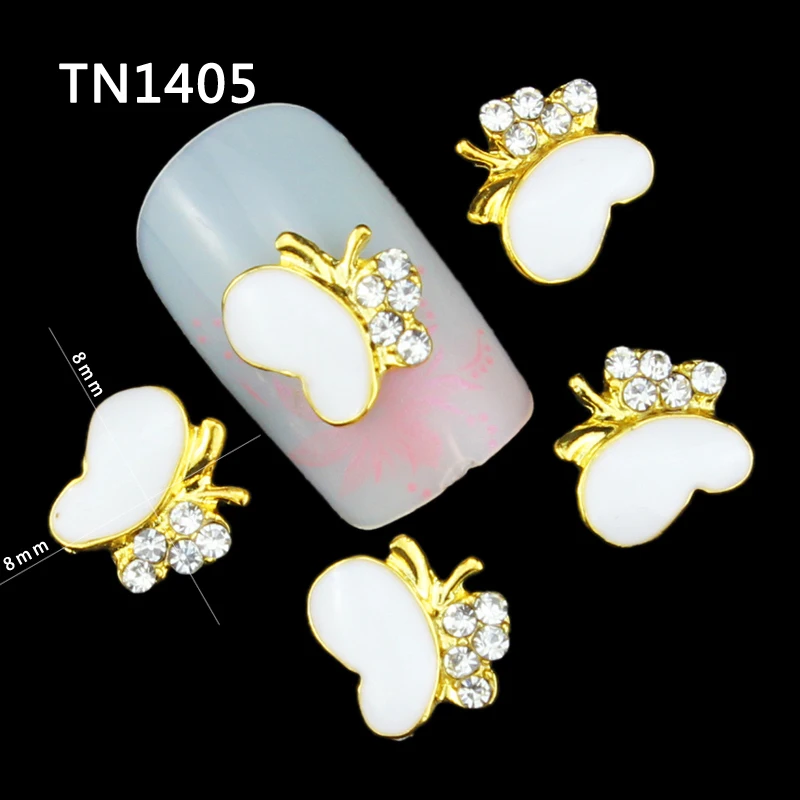 3D сплав ногтей Блеск Маникюр белый черный розовый Бабочка дизайнерские