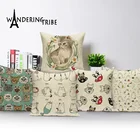 Наволочка с мультяшными животными, 45*45, наволочки для декоративных подушек, украшение с котом, Kissen, качественная льняная наволочка с кроликом