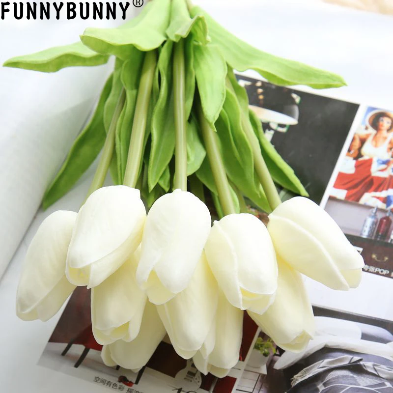 FUNNYBUNNY 4 шт. Искусственные цветы тюльпаны Свадебные букеты ЦВЕТЫ ПУ букет цветов