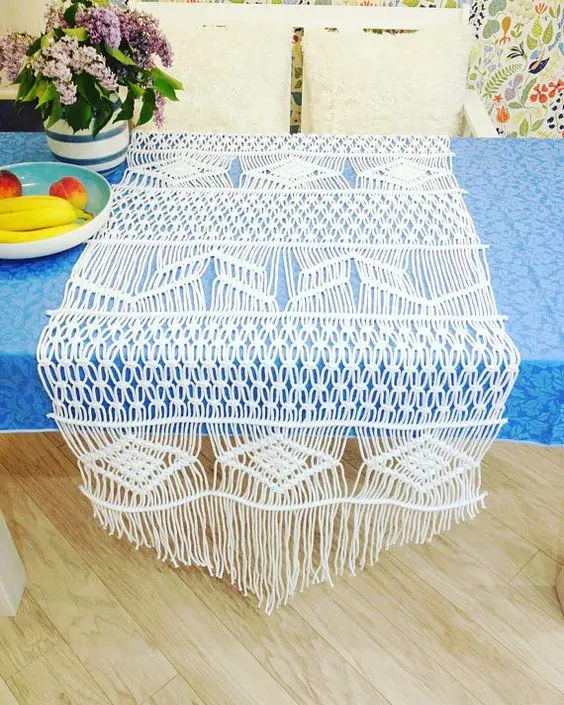 

Macrame table runner-Christmas runners handmade boho style wedding runners BEIGE COLOR customized size home deocration