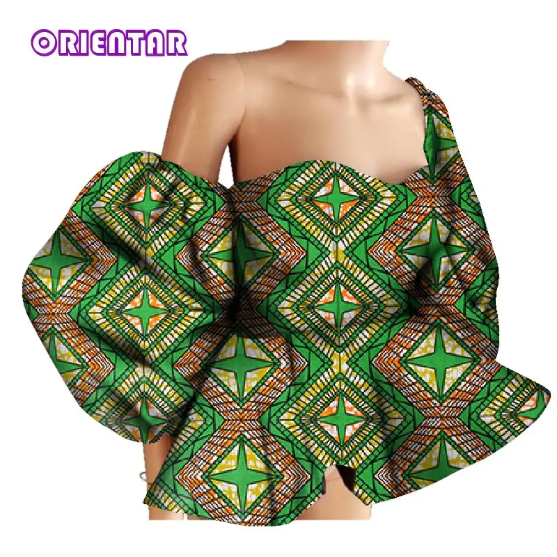 New Cotton Women Shirts African Wax Draped Print Shirts for Women Bazin Riche Patchwork African Style Clothing WY3397