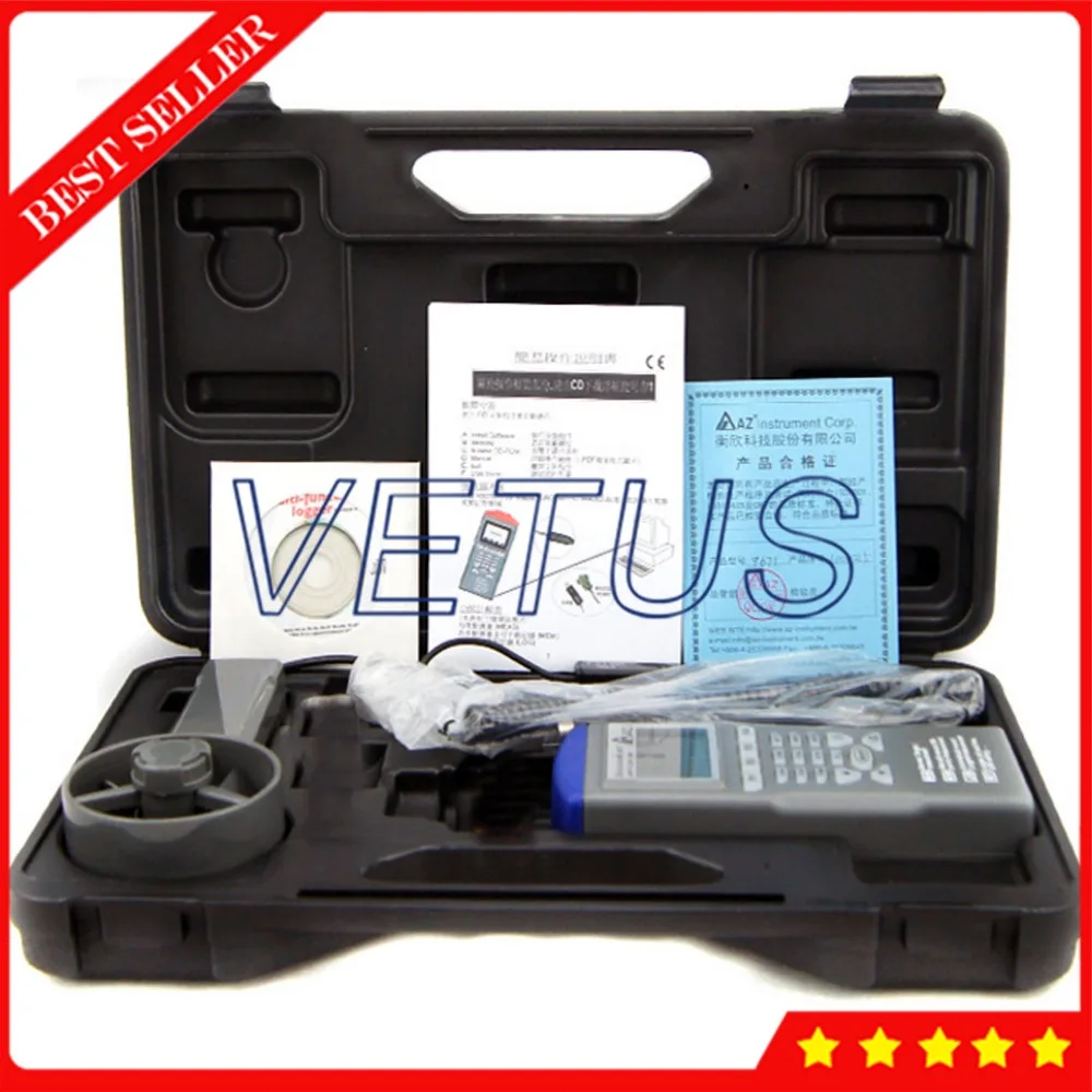 AZ9671 цифровой анемометр потока Datalogger скорость ветра RH объем воздуха WB Temp. 5 в 1 с