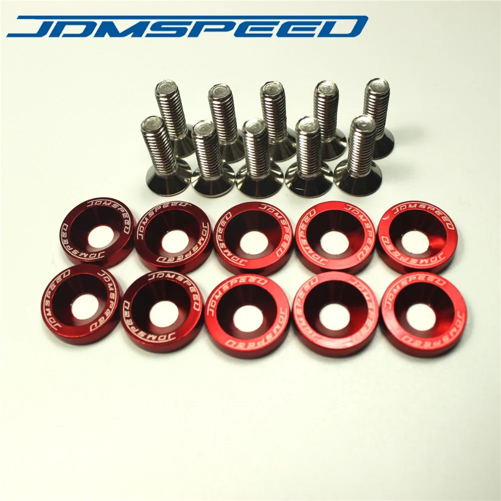 Красные алюминиевые шайбы JDMSPEED для крыльев 10 шт. Honda Civic Integra RSX EK|fender washers|aluminum fender