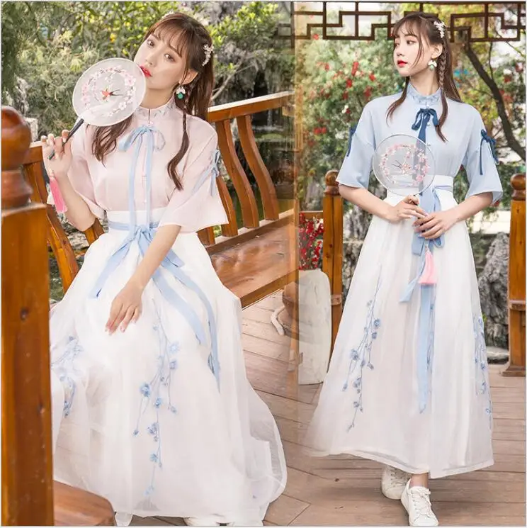 

China Ancient Costume Elegant Hanfu Folk Dance Fairy Dress for Women Stage Dance Costume Princess Tang Song Ming Dynasty Hanfu