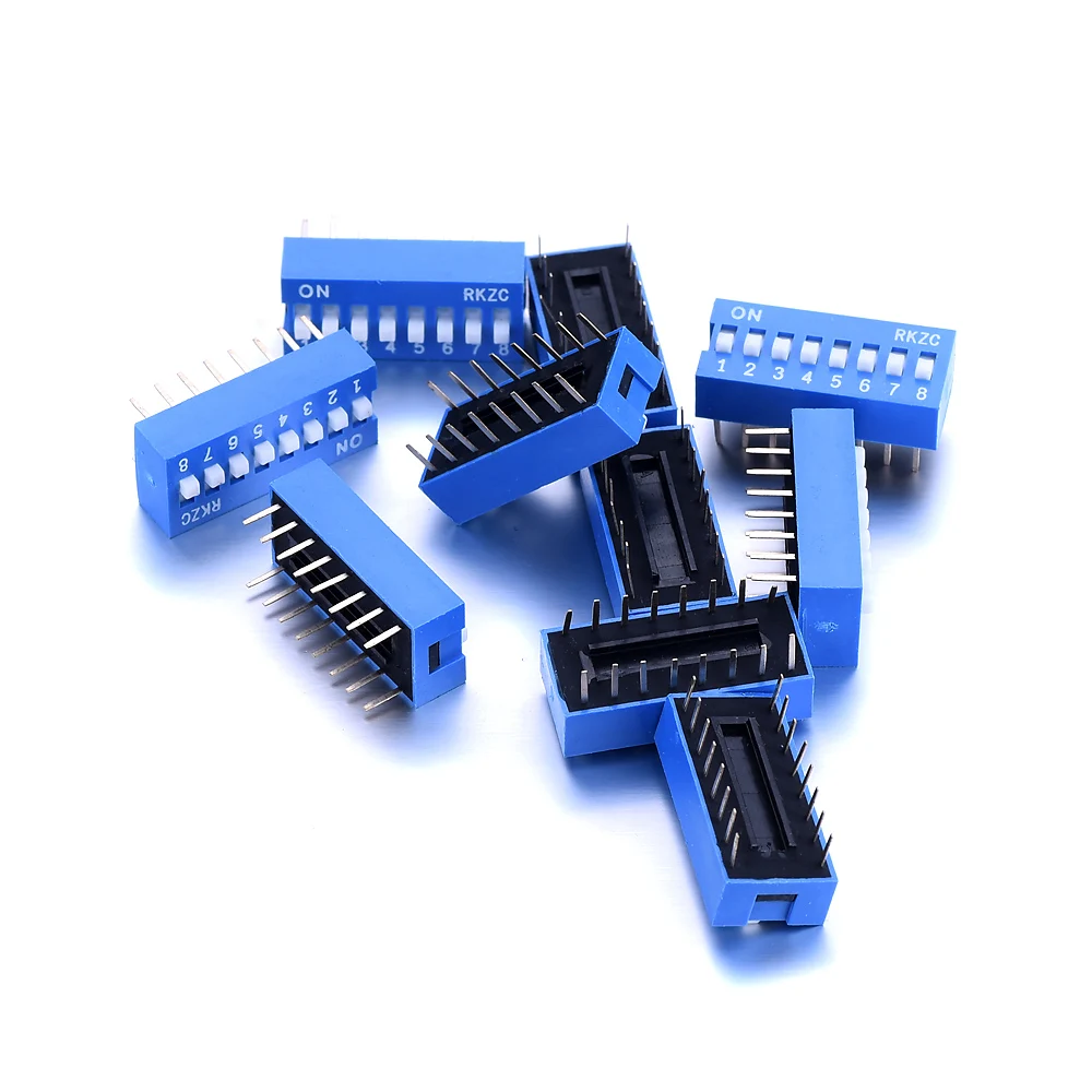 10 шт. 2 x8Pins клеммы 8 способ слайд Тип DIP-переключатель 54 мм шаг PCB монтируемый |