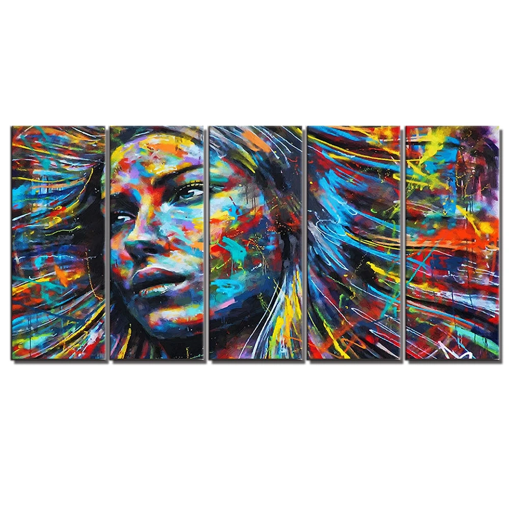 Абстрактная стена отпечатанная на холсте картина женщина лицо перо девушка