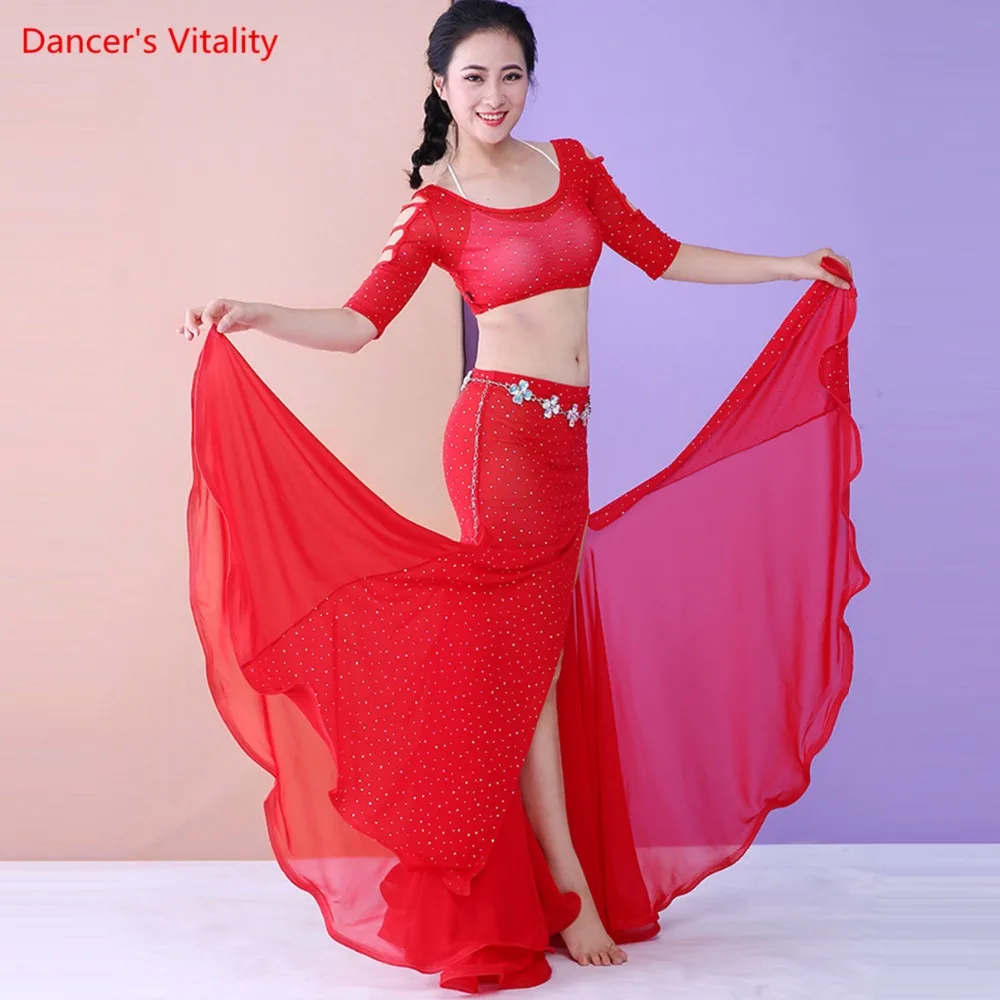 Костюм Bellydance 2 шт. топ и юбка (с трусами) набор костюма для танца живота длинная