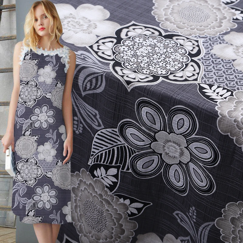 25mm printed silk-spun silk fabric 114cm costume robe dress chinese material wholesale cloth | Дом и сад