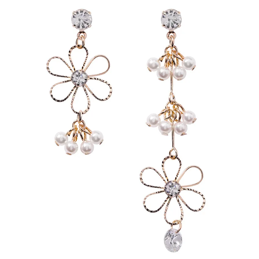 2018 новые корейские милые Полые длинные серьги с цветами имитация жемчуга