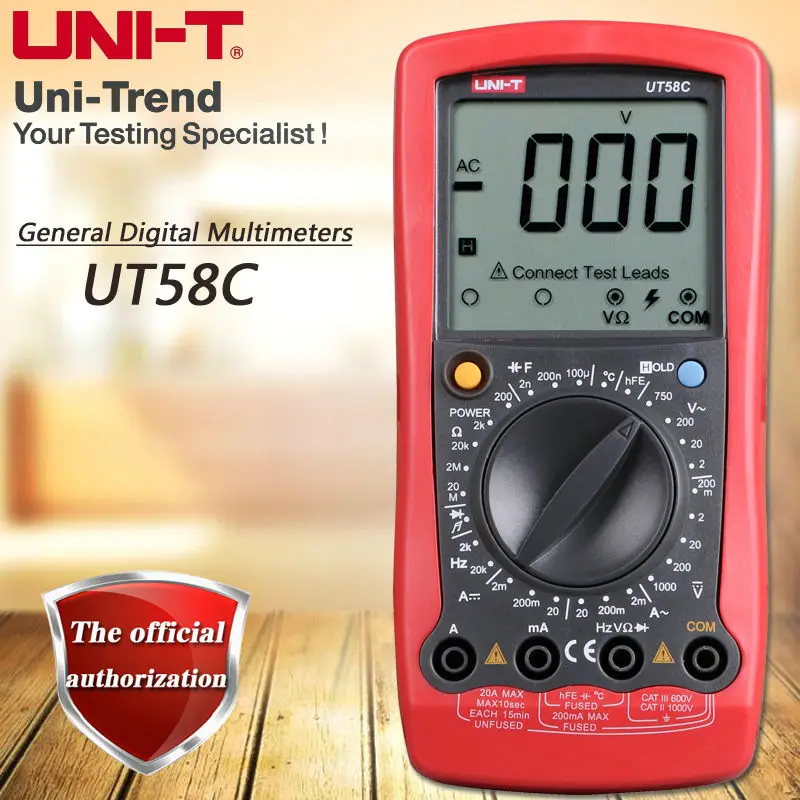 UNI-T UT58C Ручной цифровой мультиметр резистор, конденсатор, Частотный тестовый Настольный диод/триодный Тест цифровой удерживающий температурный тест