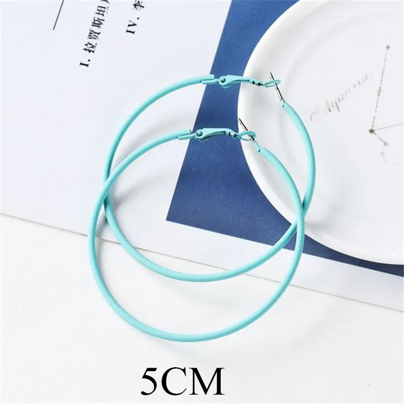 hu lan 5cm 1 пара 5/6/7 см модные простые Карамельный цвет большие круглые серьги европейский Для женщин личности сплошной Цвет серьги в форме колец E291 - Окраска металла: hu lan 5cm