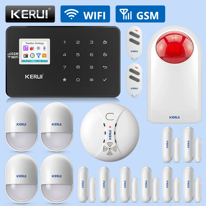 KERUI W18 беспроводная домашняя охранная сигнализация Wi-Fi GSM система приложение контроль дыма зондирование газа зондирование сигнализации устройство комбинированный комплект - Цвет: Kit 3