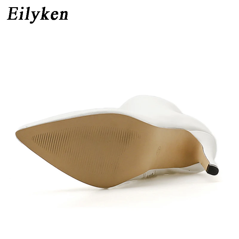 Eilyken/Новинка года; женские ботинки; ботильоны из искусственной кожи; женские ботинки на молнии; осенние ботинки на высоком каблуке; женская обувь; цвет белый, черный