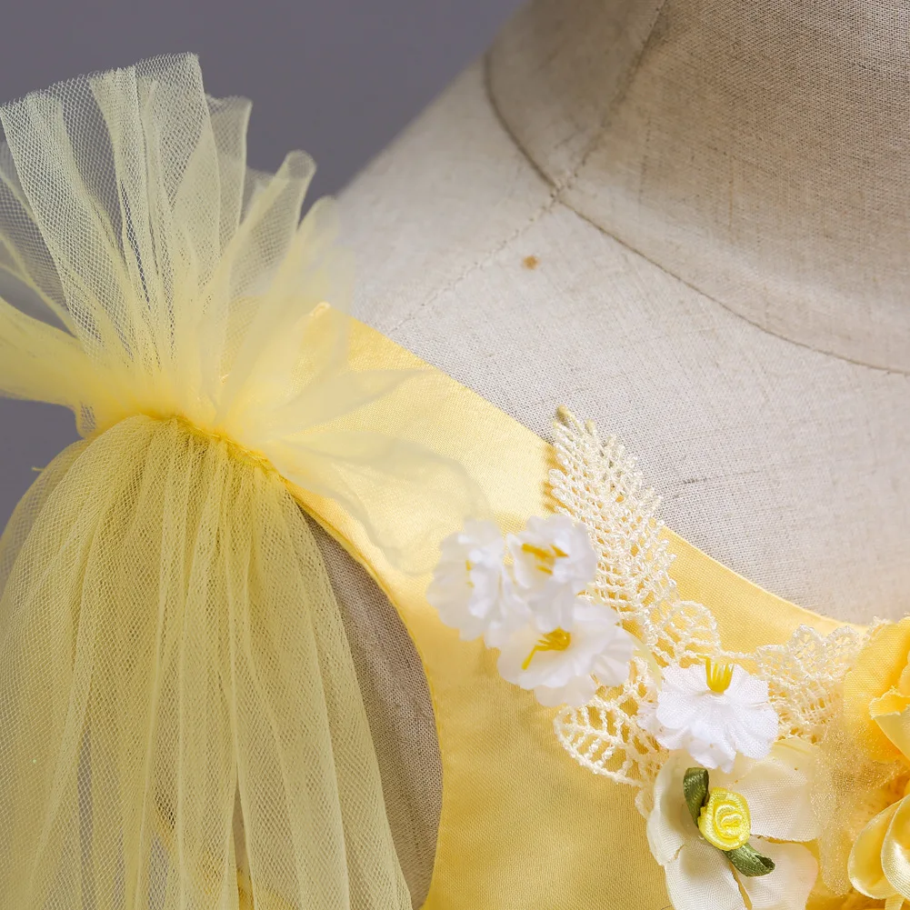 2019 New Design Tulled Formal Flower Kids Dresses Yellow Lavender Mint Green Pink Mesh Ruffles Children Party Gowns Wear | Детская