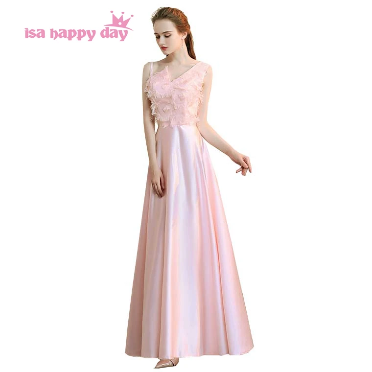 

women's robes soiree floor length sleeveless women formal satin light pink prom dresses 2020 party dresses long gowns H4179