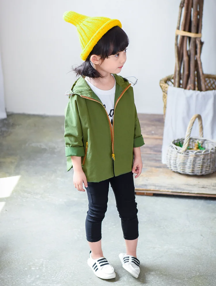 2017 детская весенне осенняя куртка с капюшоном для девочек Милая Повседневная и