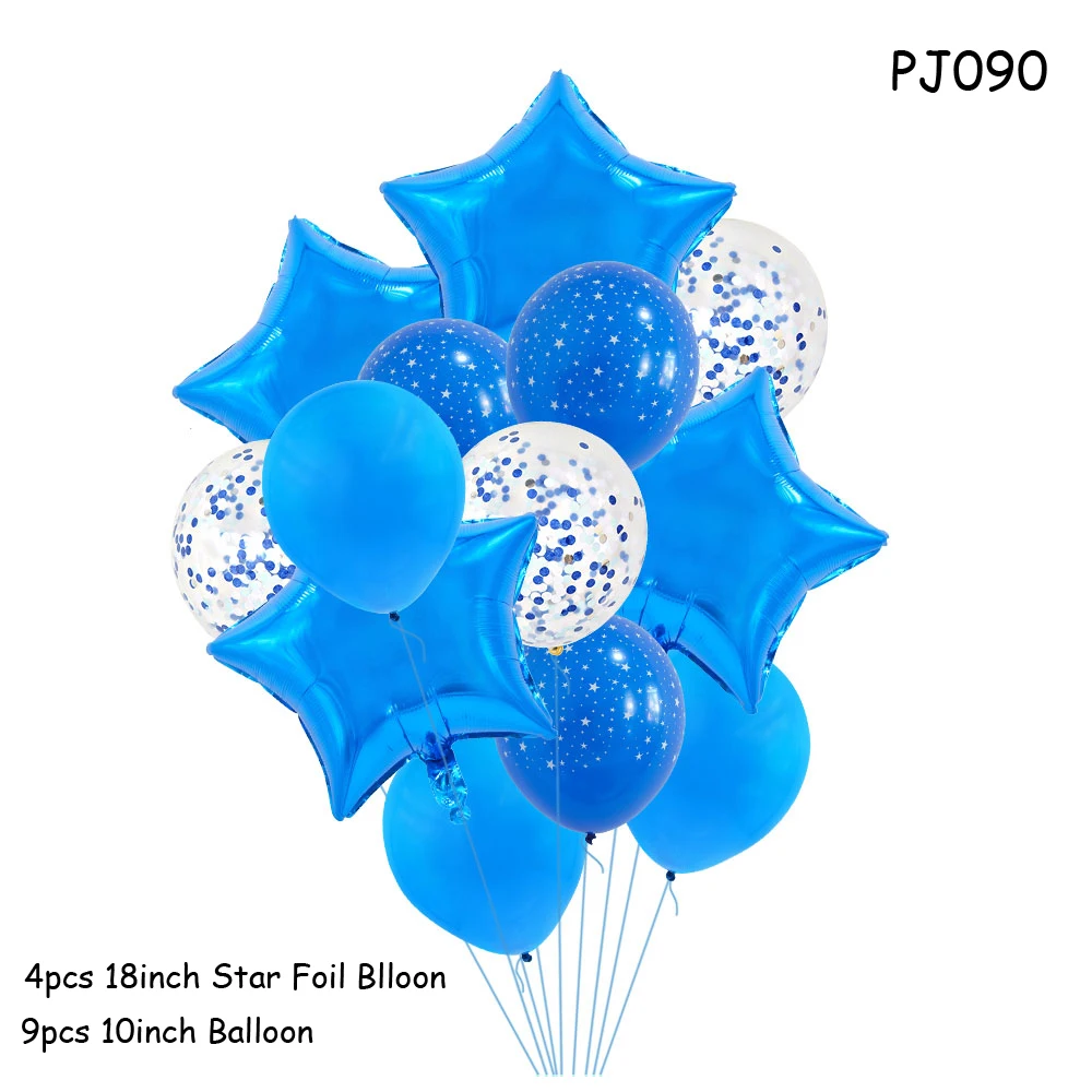PJ090 balloon Первый день рождения мальчик воздушные шары День рождения украшения Дети конфетти синие шары ребенок душ мальчик papr гирлянда буквы воздушные шары - Цвет: PJ090 balloon