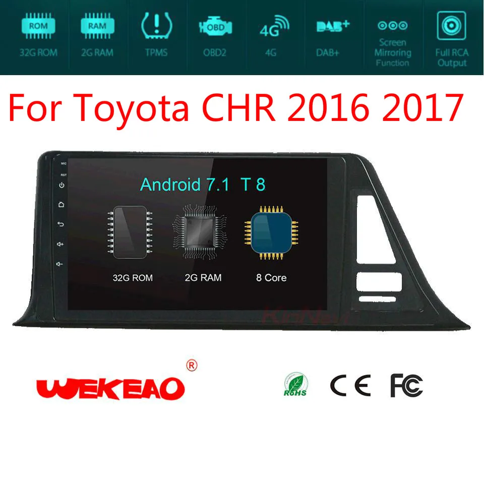 Wekeao 10 2 &quotCar gps мультимедийный плеер для Toyota CHR с стерео аудио Play Поддержка Bluetooth WI FI